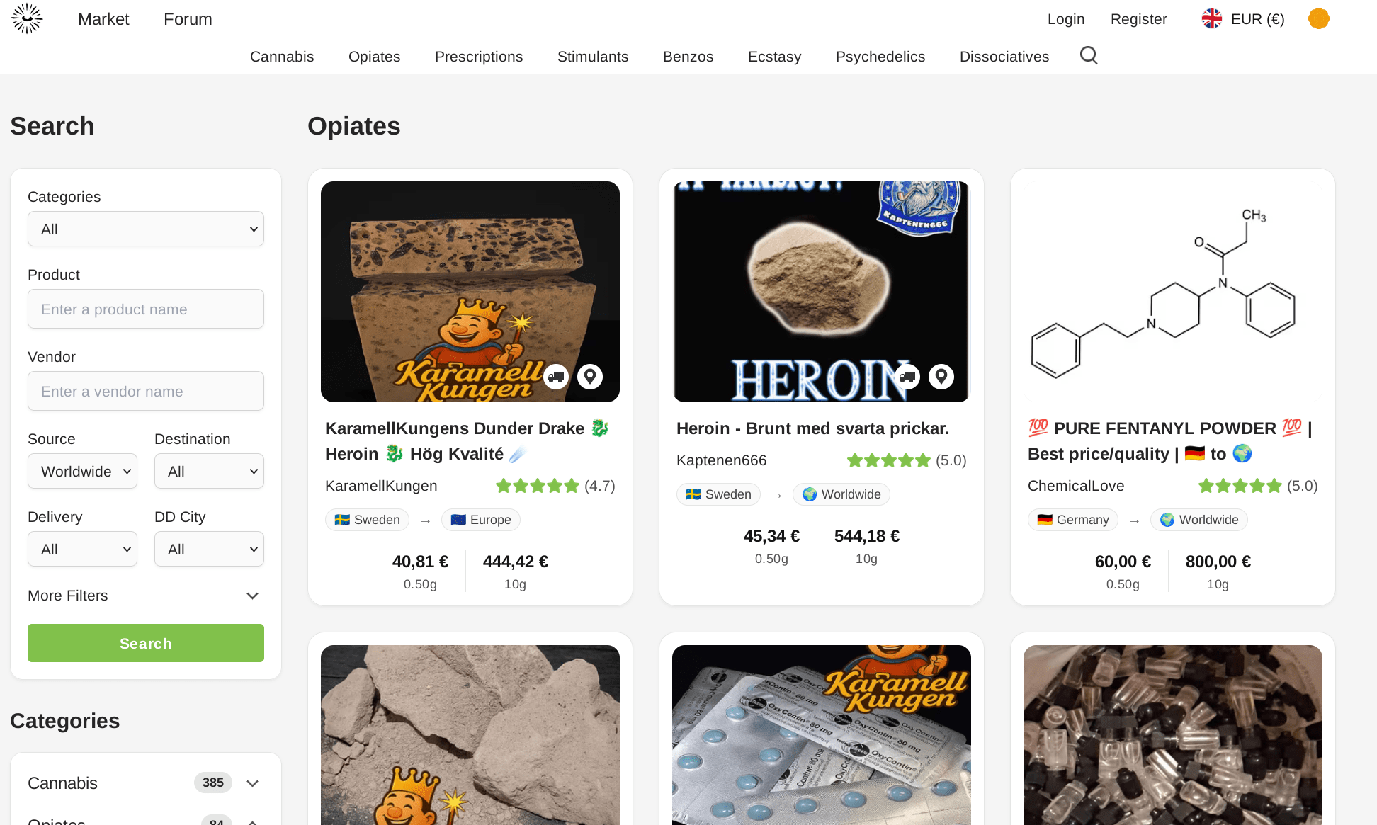 Vendor dashboard and features on Catharsis Market